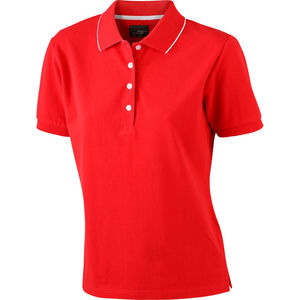 polo bicolore femme Rouge Blanc