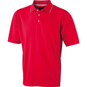 polo biolore homme  Rouge Blanc