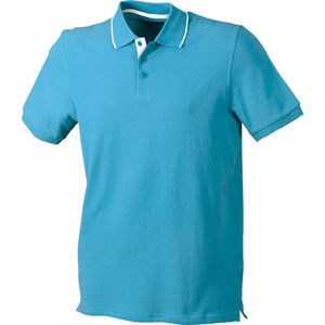 polo contraste couleur homme Turquoise Blanc