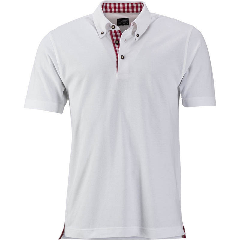 Bigge | Polo manches courtes publicitaire pour homme Blanc Rouge Blanc