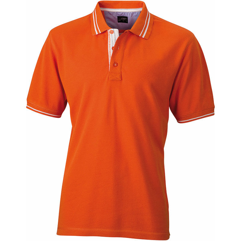 Byfi | Polo manches courtes publicitaire pour homme Orange Foncé Blanc