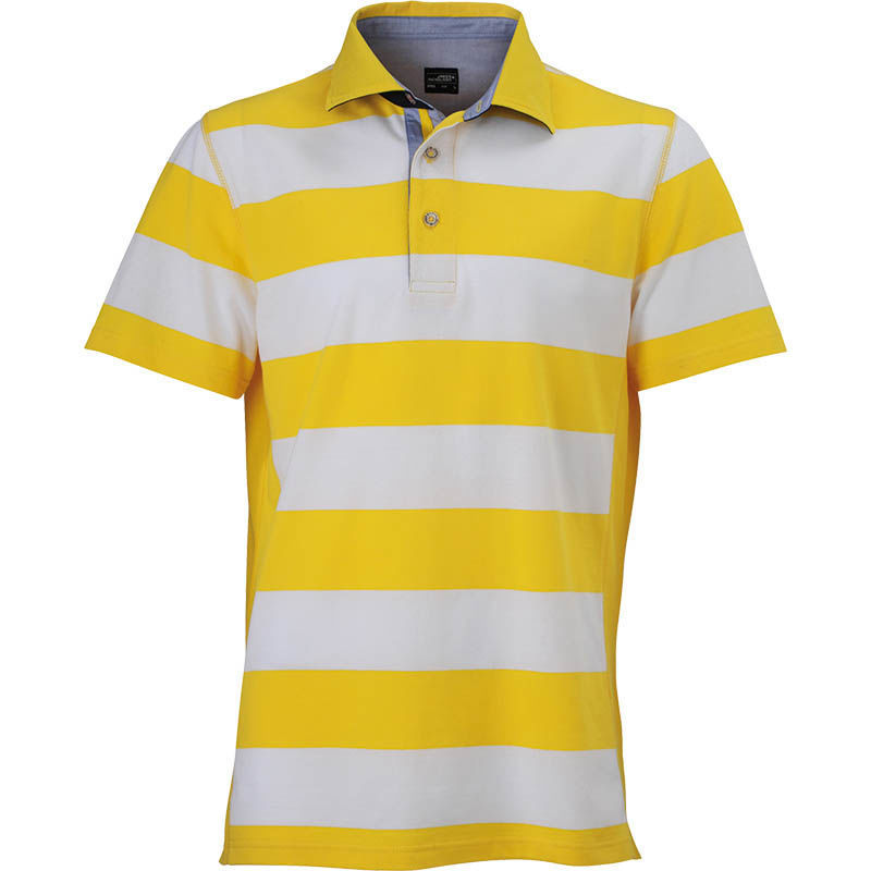 Cassu | Polo manches courtes personnalisé pour homme Jaune Blanc