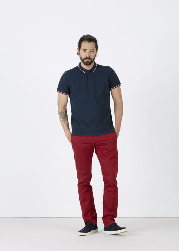 Competes Tipped | Polo manches courtes personnalisé pour homme Bleu marine