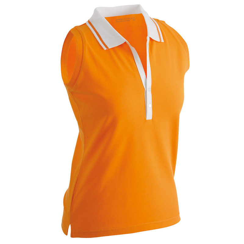 Fono | Polo sans manches personnalisé pour femme Orange Blanc