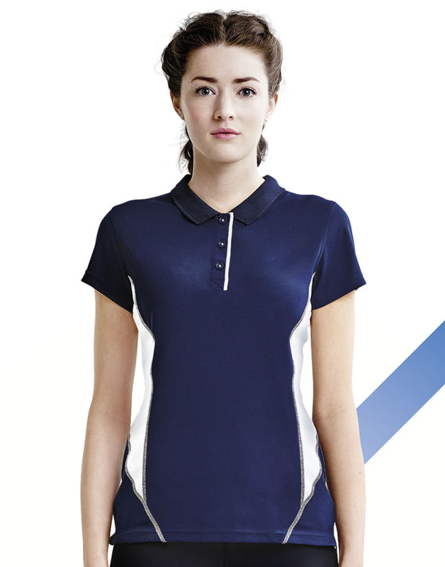 Gotty | Polo manches courtes publicitaire pour femme Bleu marine 1