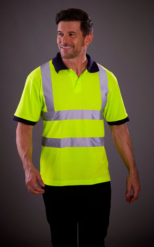 Haby | Polo manches courtes publicitaire pour homme Jaune Fluo 1