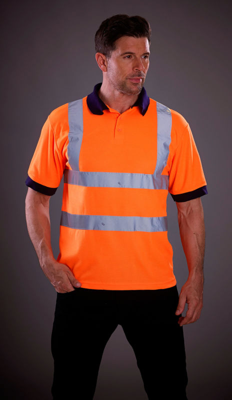 Haby | Polo manches courtes publicitaire pour homme Orange Securite 1