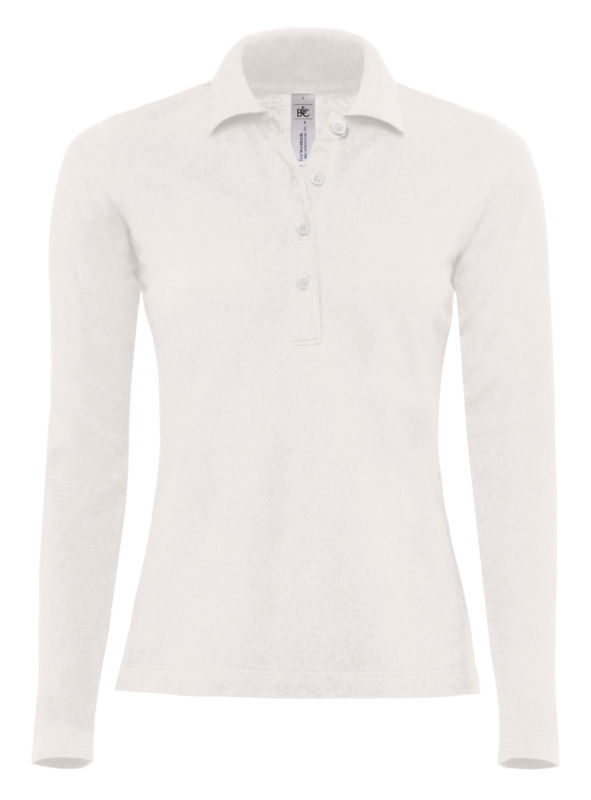 Ladies La | Polo manches longues publicitaire pour femme Blanc 1