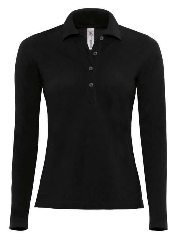 Ladies La | Polo manches longues publicitaire pour femme Noir 1