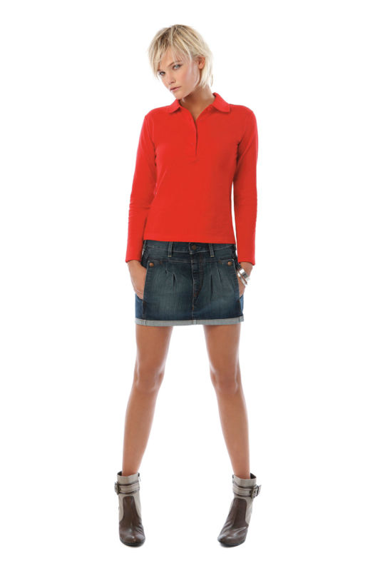 Ladies La | Polo manches longues publicitaire pour femme Rouge 1