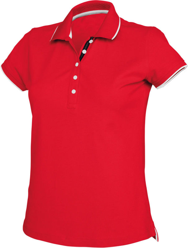 Lidu | Polo manches courtes personnalisé pour femme Rouge Blanc Marine