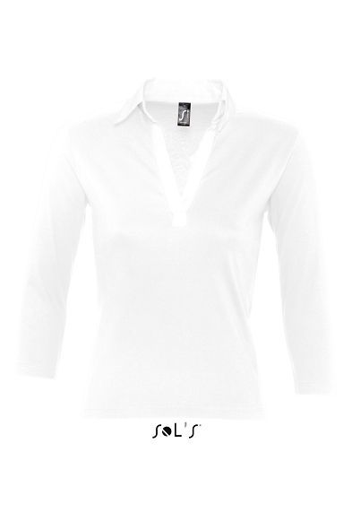 Panach | Polo manches longues personnalisé pour femme Blanc