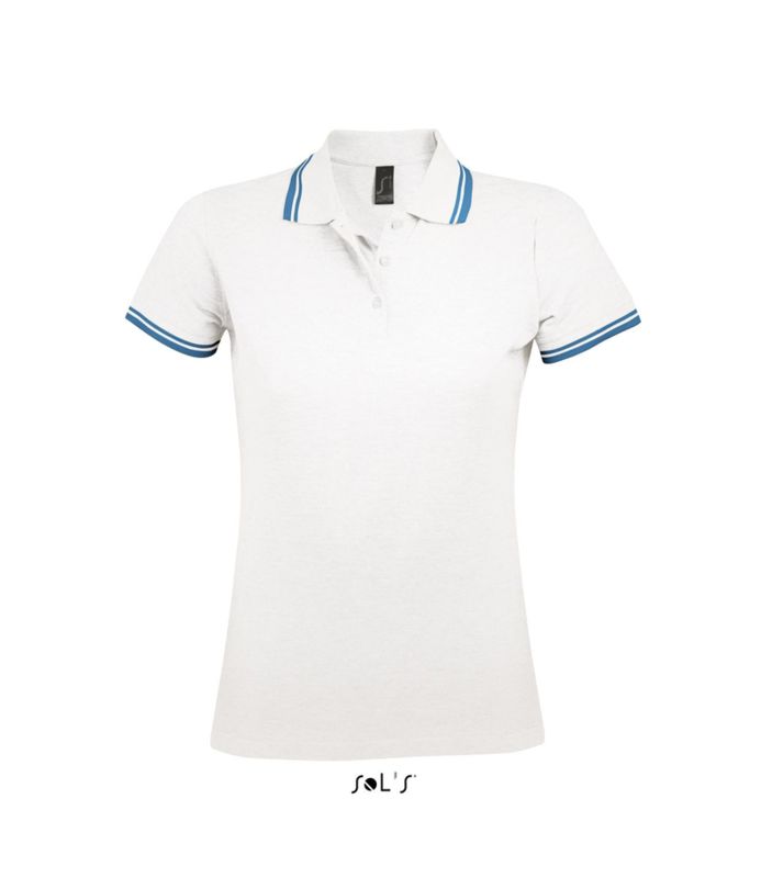 Pasadena Women | Polo manches courtes publicitaire pour femme Blanc Aqua