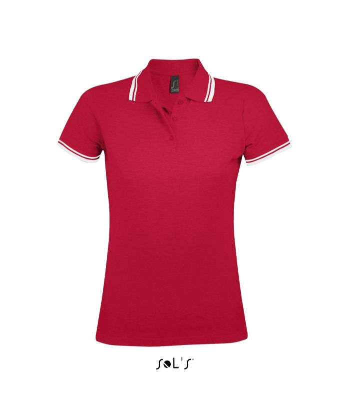 Pasadena Women | Polo manches courtes publicitaire pour femme Rouge Blanc