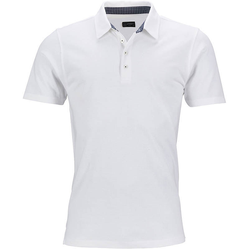 Peno | Polo manches courtes publicitaire pour homme Blanc Marine Blanc