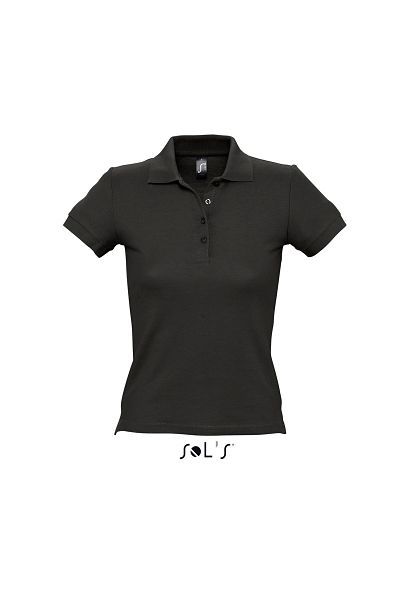 People | Polo manches courtes personnalisé pour femme Noir