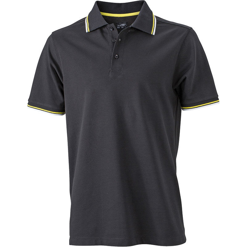 Qihe | Polo manches courtes publicitaire pour homme Noir Jaune