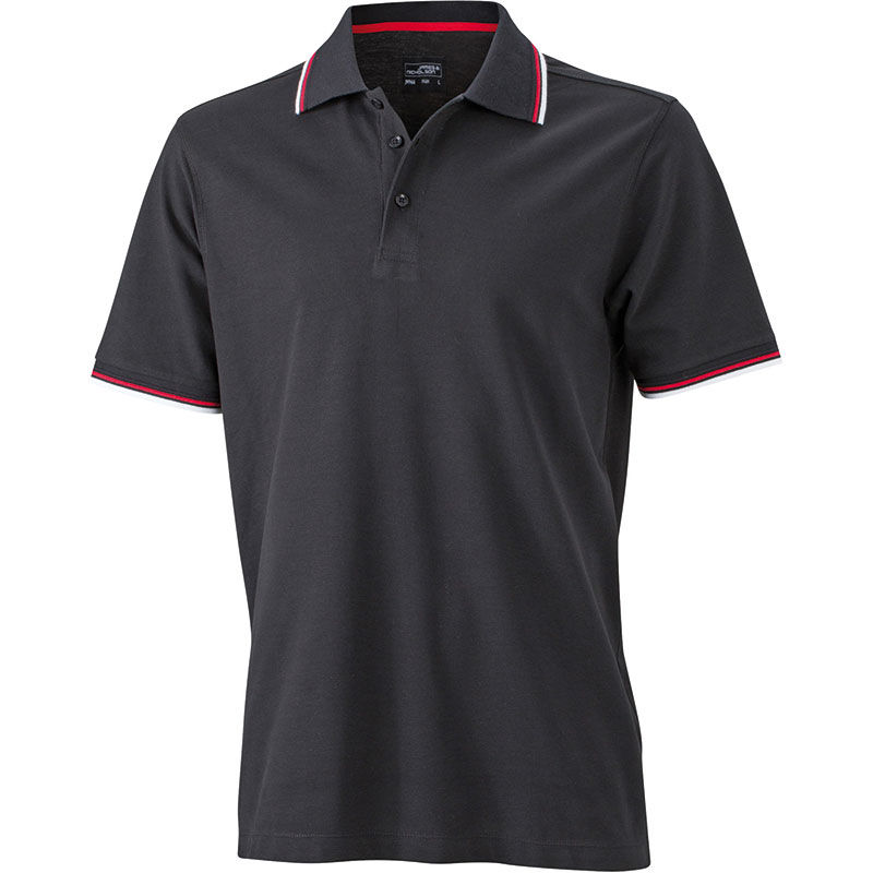 Qihe | Polo manches courtes publicitaire pour homme Noir Rouge