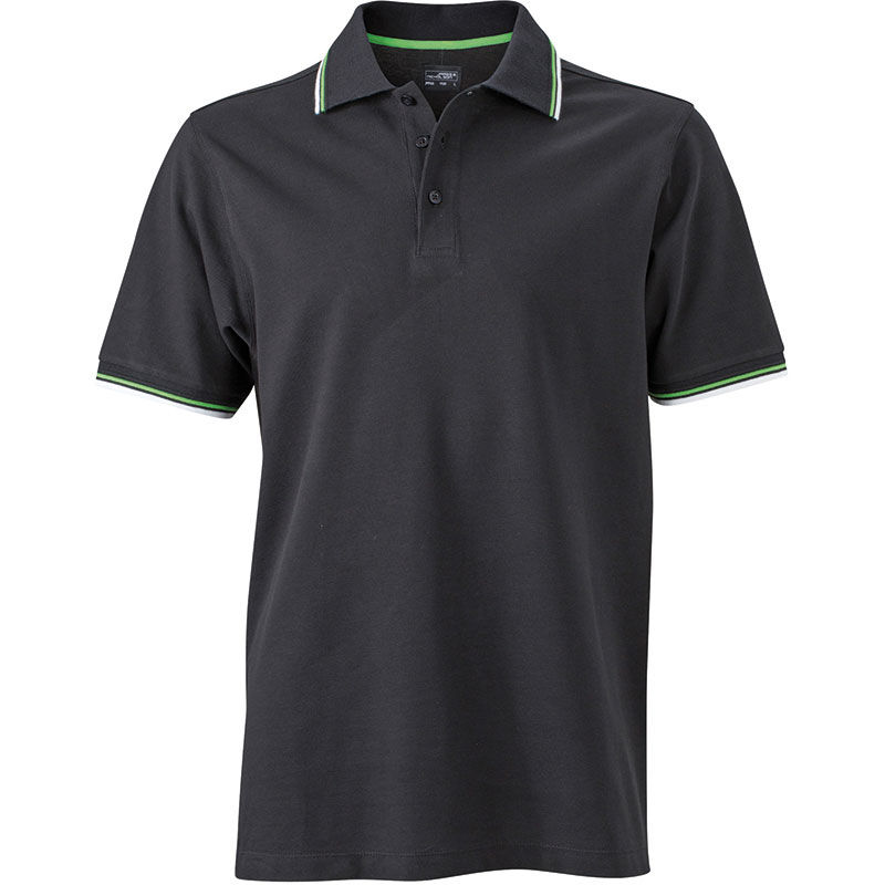 Qihe | Polo manches courtes publicitaire pour homme Noir Vert citron