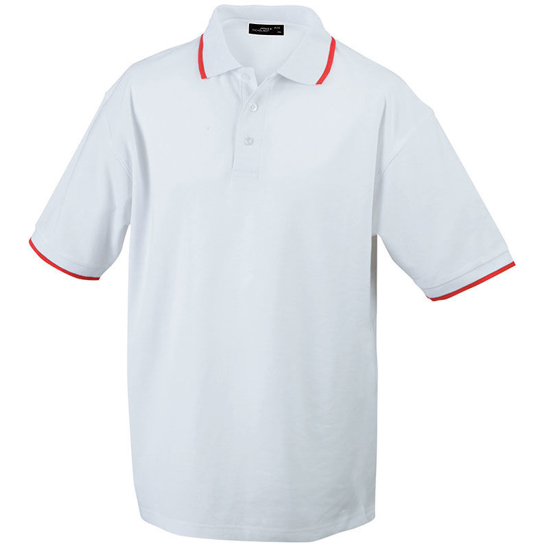 Qoffy | Polo manches courtes publicitaire pour homme Blanc Rouge