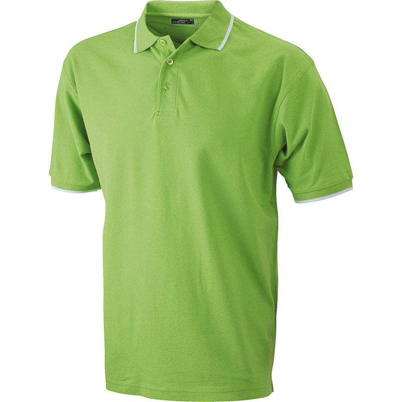 Qoffy | Polo manches courtes publicitaire pour homme Vert citron Blanc