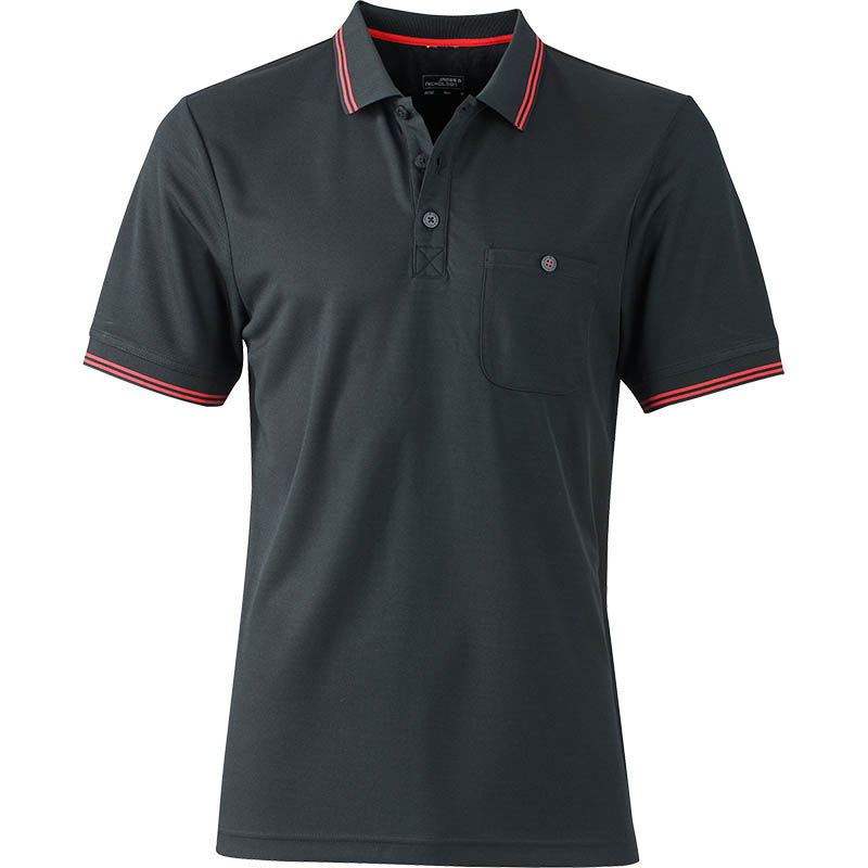 Rilla | Polo manches courtes publicitaire pour homme Noir Rouge