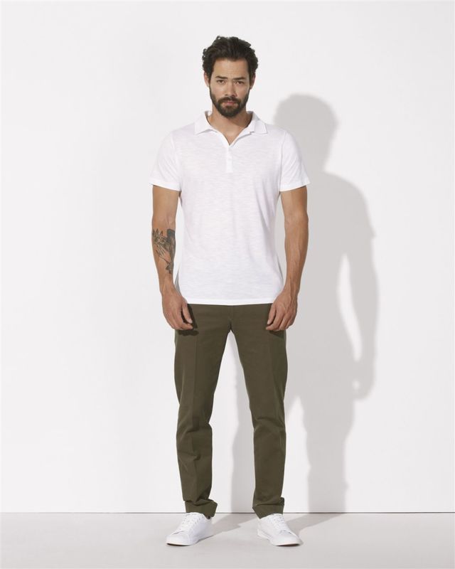 Trains Modal Slub | Polo manches courtes publicitaire pour homme Blanc 2