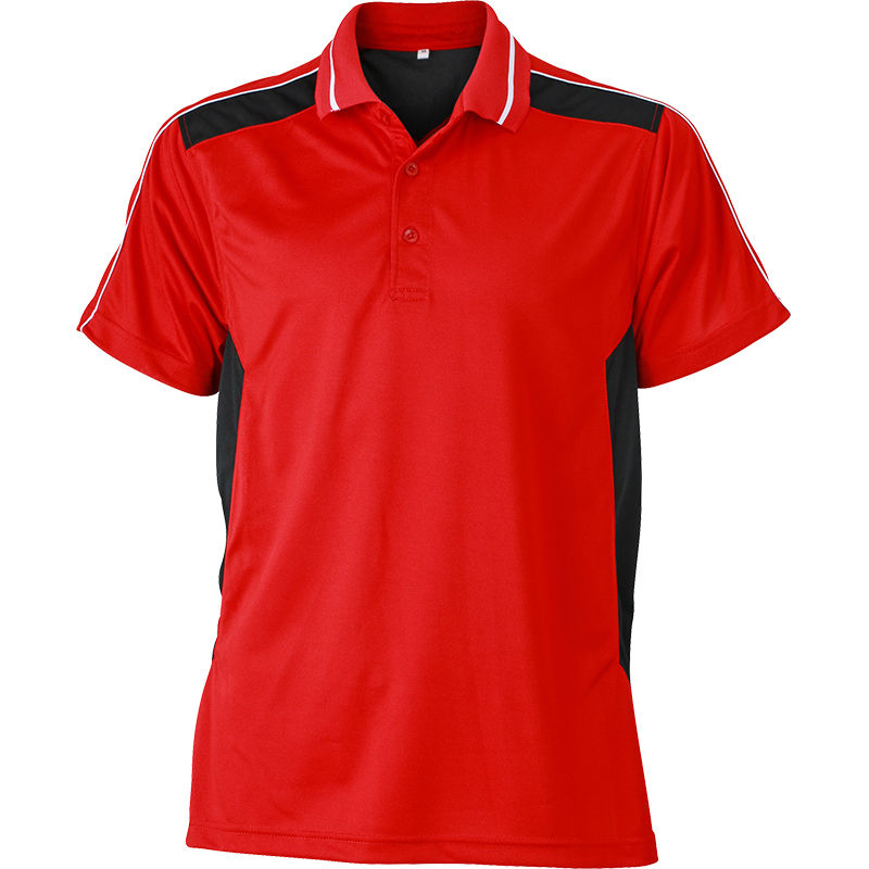 Vuju | Polo manches courtes publicitaire pour homme Rouge Noir