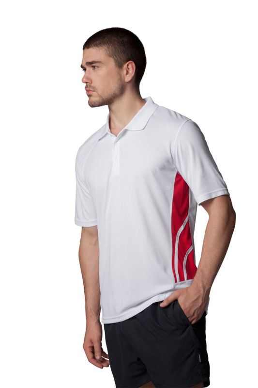 Vute | Polo manches courtes publicitaire pour homme Blanc Rouge 1