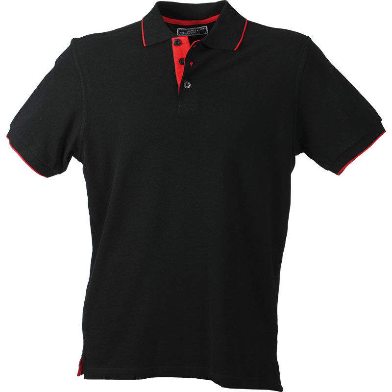 Wusso | Polo manches courtes publicitaire pour homme Noir Rouge