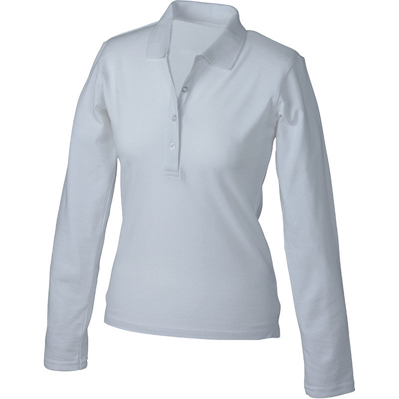 Zinna | Polo manches longues publicitaire pour femme Blanc