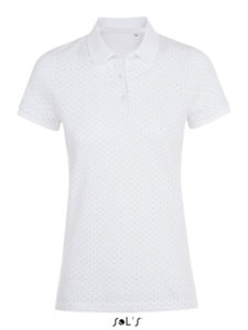 Brandy Women | Polo manches courtes publicitaire pour femme Blanc Marine