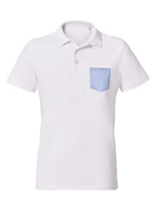 Competes Pocket | Polo manches courtes personnalisé pour homme Blanc Bleu 10