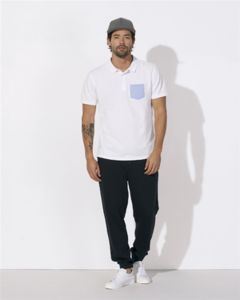 Competes Pocket | Polo manches courtes personnalisé pour homme Blanc Bleu 2