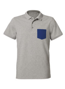 Competes Pocket | Polo manches courtes personnalisé pour homme Gris chiné Bleu royal 10