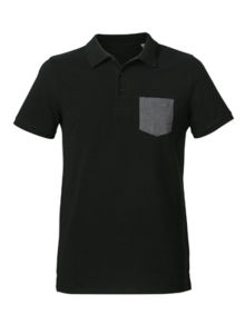 Competes Pocket | Polo manches courtes personnalisé pour homme Noir Gris chiné 10