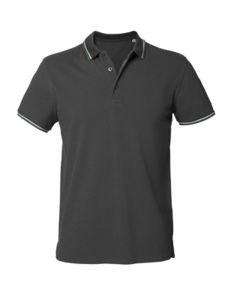 Competes Tipped | Polo manches courtes personnalisé pour homme Gris anthracite 10