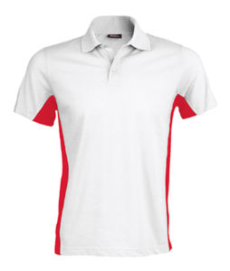 Flag | Polo manches courtes personnalisé pour homme Blanc Rouge