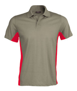 Flag | Polo manches courtes personnalisé pour homme Gris Clair Rouge