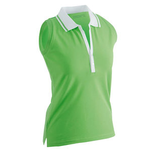 Fono | Polo sans manches personnalisé pour femme Vert citron Blanc