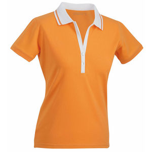 Hozi | Polo manches courtes personnalisé pour femme Orange Blanc