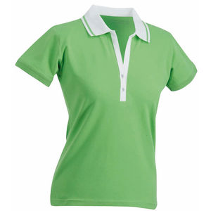 Hozi | Polo manches courtes personnalisé pour femme Vert citron Blanc