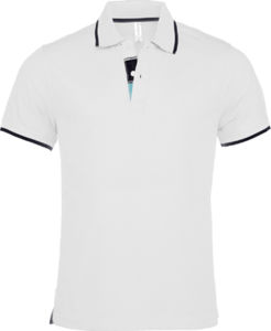 Joyu | Polo manches courtes publicitaire pour homme Blanc Marine Blanc