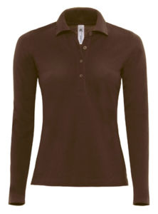 Ladies La | Polo manches longues publicitaire pour femme Marron 2