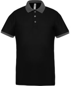 Muwoo | Polo manches courtes publicitaire pour homme Noir Gris 1