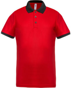 Muwoo | Polo manches courtes publicitaire pour homme Rouge Noir 1