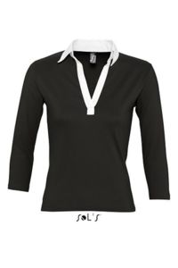 Panach | Polo manches longues personnalisé pour femme Noir