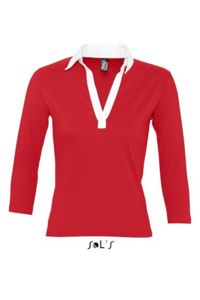 Panach | Polo manches longues personnalisé pour femme Rouge Carmin