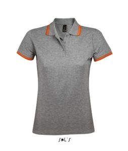 Pasadena Men | Polo manches courtes publicitaire pour homme Gris chiné Orange