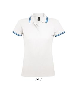 Pasadena Women | Polo manches courtes publicitaire pour femme Blanc Aqua